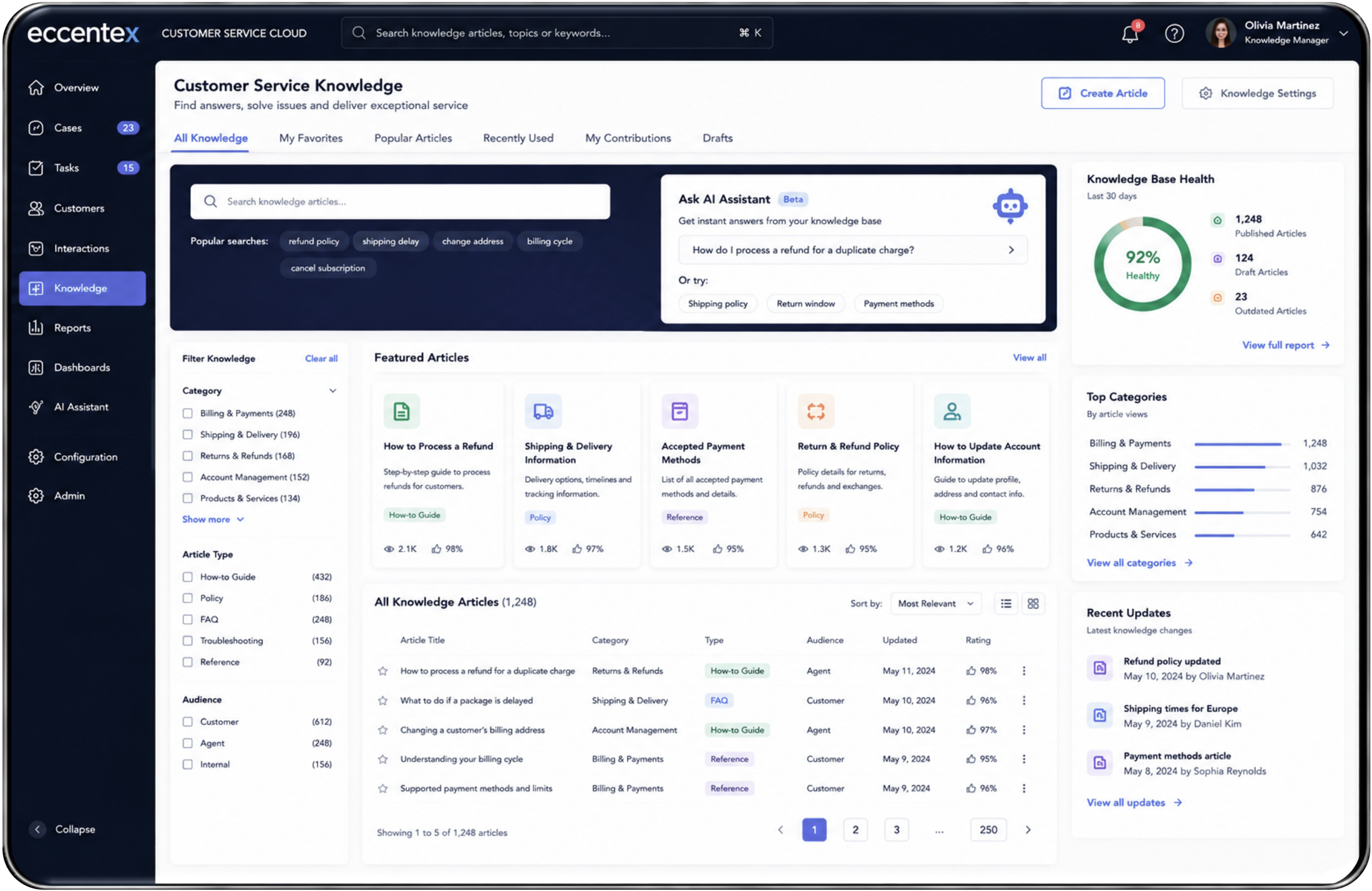 CSC Customer Knowledge Assistant Screenshot Bring the right information into the agent desktop.
