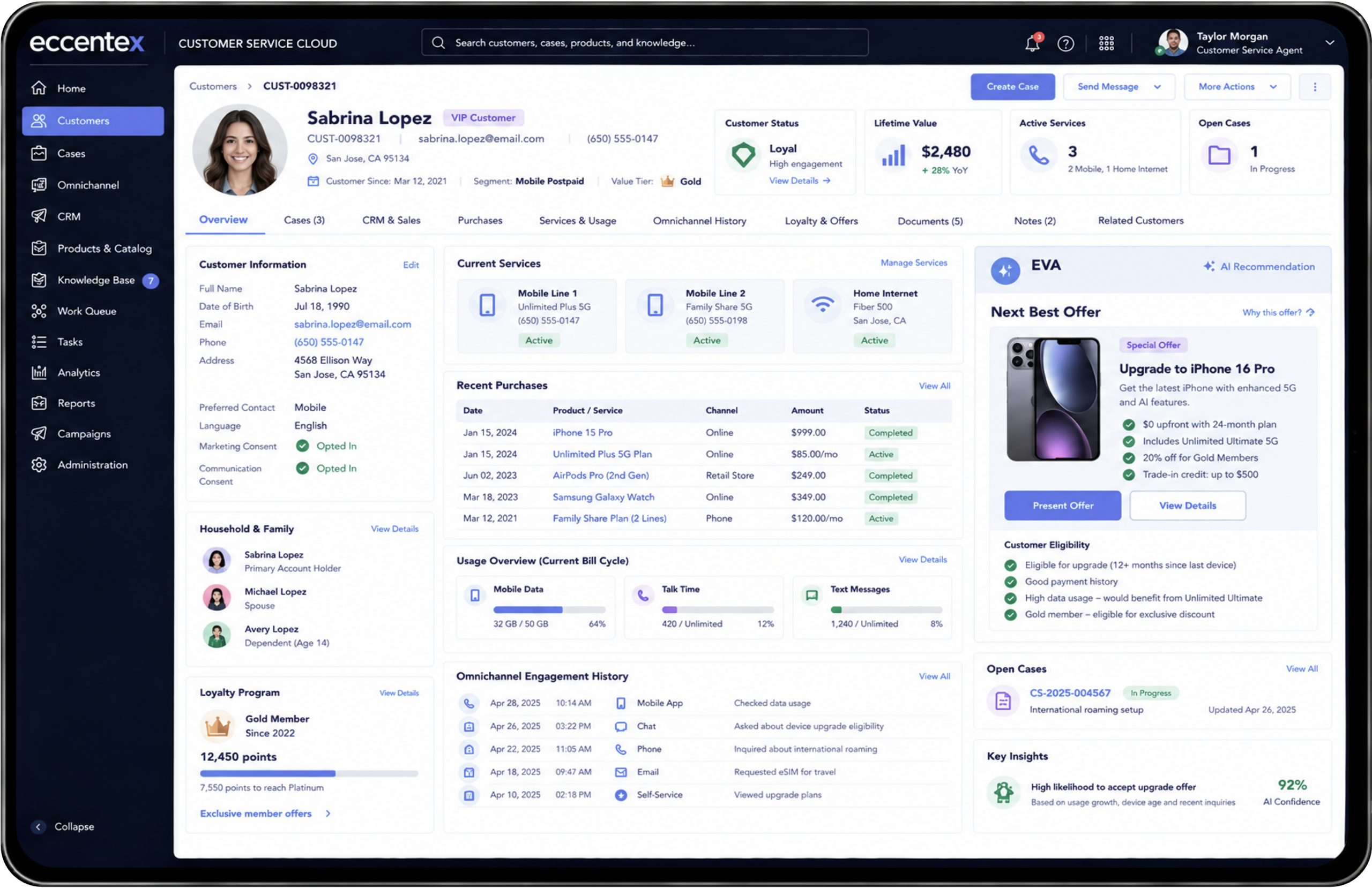 CSC - Next Best Offer Screenshot Customer service front office